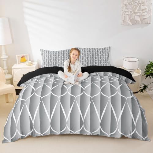 Erosebridal Grey Abstarct Comforter Cover Queen Size for Adult Women