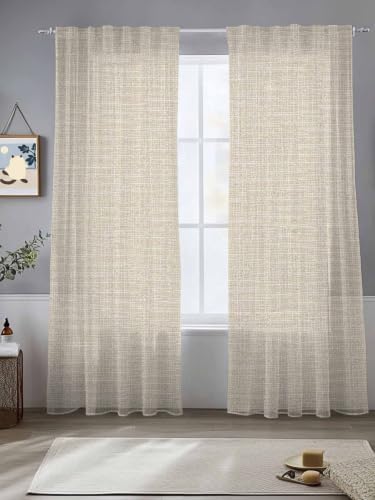 Cream Semi Sheer Curtains 108 inches Long Window Treatments Curtains