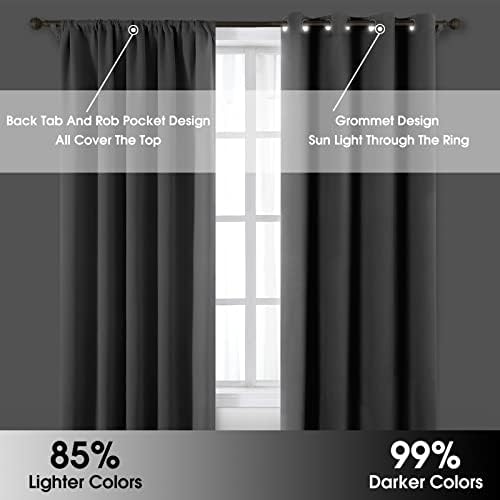HOMEIDEAS Blackout Curtains, 2 Pages Light Grey Room Darkening Bedroom