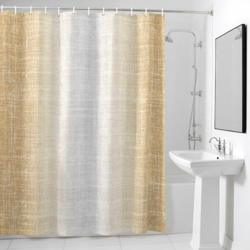 Modern Fabric Texture Shower Curtain Farmhouse Beige Gradient Linen