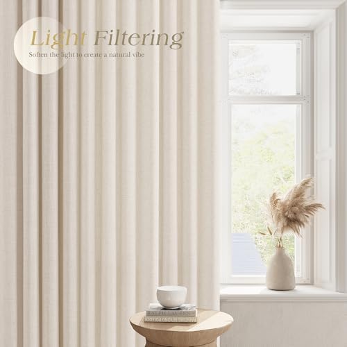 Nanspring Extra Long Linen Curtains 120 Inch for Living Room Grommet