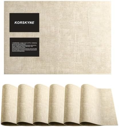 Faux Leather Placemats Set of 6, 12 X 17 Inch - Vinyl Heat Resistant