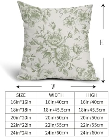 Sage Green and White Floral Throw Pillow Covers Chinoiserie Cushion