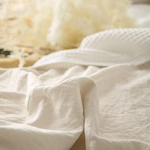 Beige Cream Duvet Cover Set King Size Bedding Set White Ruffle Pleated