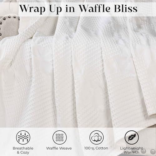 Waffle Weave Honeycomb Cotton Blanket, Comfy Blanket for Bedroom