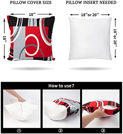 D DIFARIC Red and Black Throw Pillow Covers 18x18 Inches Set of 4