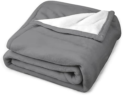Flannel Fleece Plush Throw Blanket Grey Solid Color Throws Super Soft