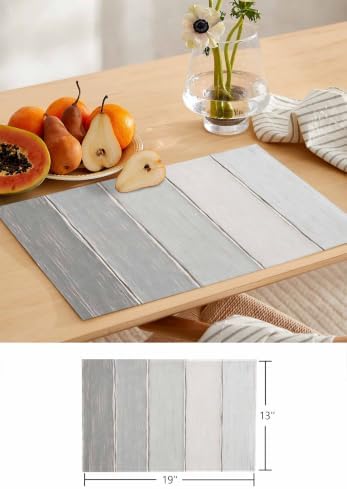 Modern Wood Grain Table Runner and Placemats Set of 4 Farmhouse Gray