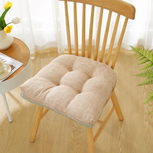 Cotton Linen Soft Comfort Chair Cushion 18"x17"x2" Tufted Chair Pads