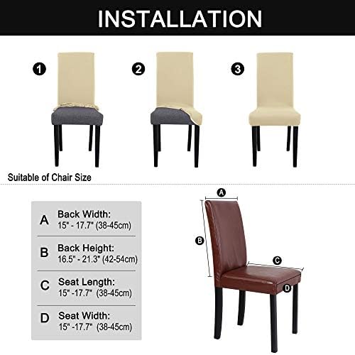 uxcell Stretch Solid Dining Chair Covers for Home Decorative Beige