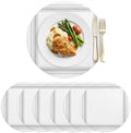 Minimalist Grid Faux Leather Placemats Set of 6, 15in, Waterproof Heat