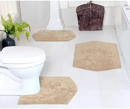 Luxurious 100% Absorbent Cotton Bath Rugs for Bathroom Set of 3
