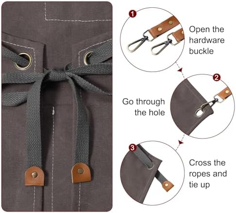 HARFINGTON Canvas Chef Aprons Adjustable Strap Cross Back Kitchen