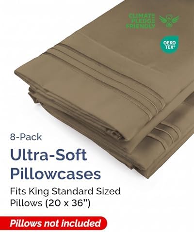 King Standard Pillow Cases Set of 8 - Ultra Soft Pillowcase Covers