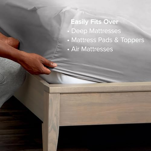 Bare Home Deep Pocket 22" Sheet Set 1800 Ultra-Soft (King, Light Grey)
