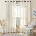 Coastal Striped Curtains for Living Room, Sand Tan Beachy Farmhouse