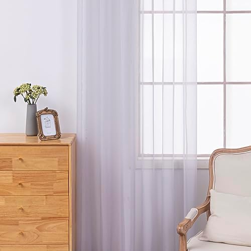 BOYOUTH Solid Color Sheer Voile Curtains,Grommets Window Gauze for