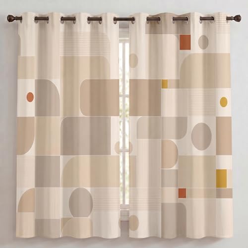Neutral Geometric Curtains 42" W x 84" L, 2 Panels, Room Darkening