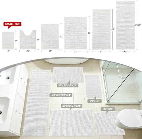ACCUMTEK Luxury Chenille Bathroom Rugs Non Slip 60" x24", Extra Soft