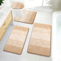 Bsmathom Bathroom Rug Set 4 Piece, Plush Microfiber Bath Mat, Beige