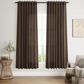 Chocolate Linen Curtains 72 Inch Long for Living Room Bedroom