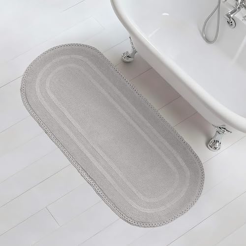 Laura Ashley Camilla 100% Cotton Oval Bath Mat with Crochet Border