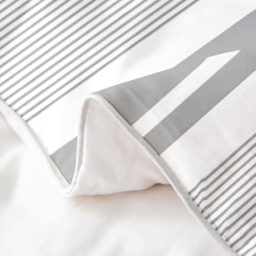 Feelyou Light Gray Striped Duvet Cover 100% Cotton King Size