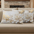 White Floral Lumbar Pillow Covers 12 x 20 Inch Pillow Covers Set of 2