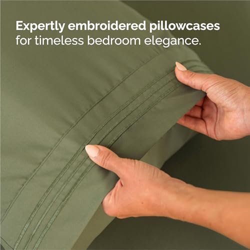 Split King Size 5 Piece Sheet Set - Comfy Breathable & Cooling - Sage