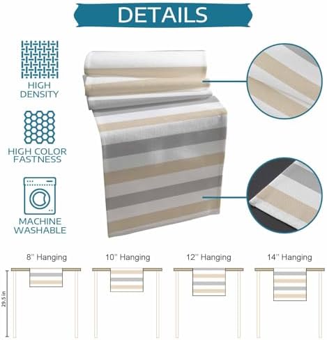 Modern Art Table Runner and Placemats Set of 6 Gray Beige Stripes