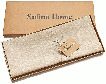 Solino Home 100% Pure Linen Table Runner Beige Woven, Athena