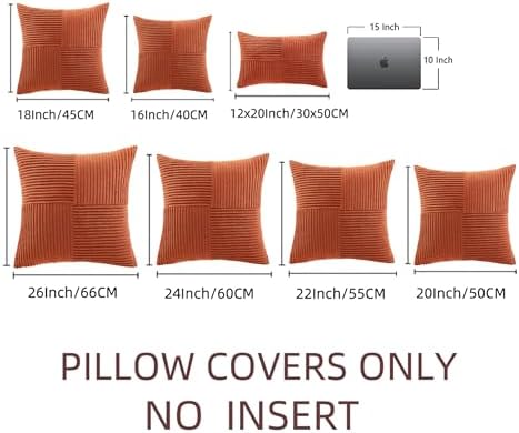 Fancy Homi Set of 2 Burnt Orange Decorative Throw Pillow Covers 22x22
