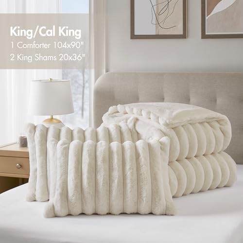 Madison Park Jasmine Luxurious Plush King Comforter Set, 3 Piece