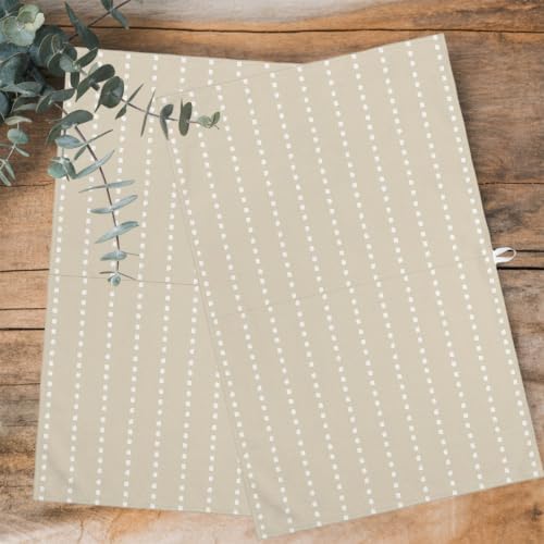 Beige Retro Kitchen Towels Set of 3, Water Absorbent Dish Towel
