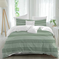 Duvet Cover Cal King Size 3 Piece Bedding Set, Sage Green Stripe