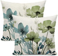 Spring Floral Pillow Covers 22x22 Inches Set of 2 Sage Green Blue