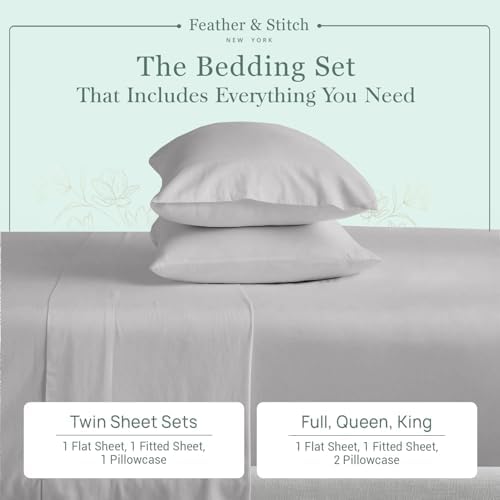 Feather & Stitch 100% Cotton Percale 300 Thread Count King 4 Pc Sheet