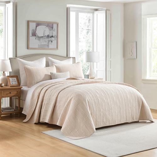 Homzard California King Size Quilts Bedding Set,100% Cotton Beige