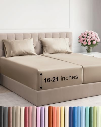 Extra Deep Pocket Split King Size Sheet Set - Breathable & Cooling
