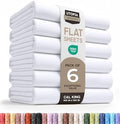 California King Size Flat Sheets Pack of 6, Ultra Soft Hotel Sheets