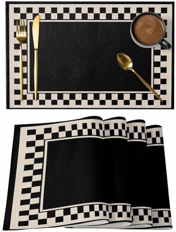 Round Placemats Set of 12 Minimalist Checkered Place Mats Farmhouse
