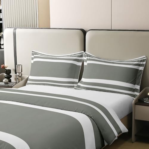 Erosebridal Striped Comforter Cover Grey and White Stripe 100% Cotton
