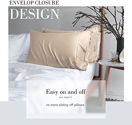 WishSmile Taupe Cooling Pillowcases King Pillow Cases Set of 2,Hair