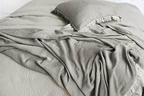 50" x 70" Declan Ash Large Premium Luxury Woven 100% Cotton Throw