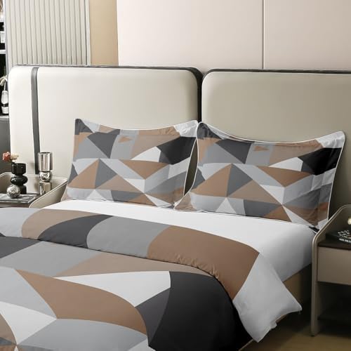 Erosebridal Modern Geometric Bedding Set King Brown Grey White 100%