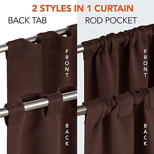 Back Tab and Rod Pocket Blackout Curtains for Bedroom - Thermal