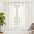 YoungsTex Ivory Linen Curtains 63 Inch Length for Living Room Window