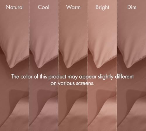 RUVANTI 100% Cotton Twin XL Sheets, Percale Weave Twin XL Set, Mocha