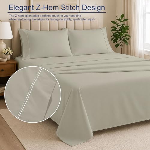 100% Cotton, Queen Flat Sheet & Pillowcase 3PCs Set, Beige