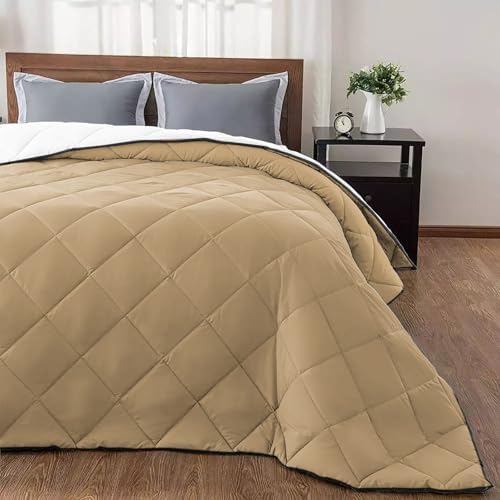 T&H XHome Beige Quilt California King Luxury Quilted Comforter